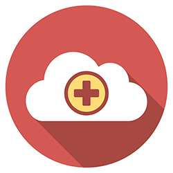 graphic of cloud and red cross