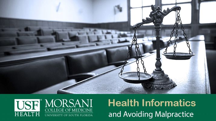 a scale in a courtroom in black and white the weight of malpractice suits that could've been avoided with health informatics