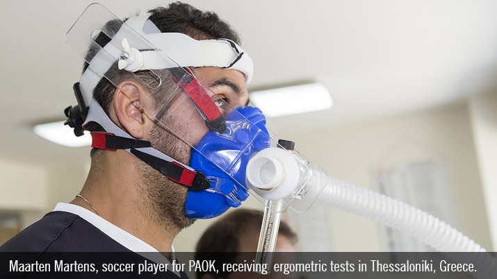 Thessaloniki Greece- June 29 2015: Maarten Martens football player of PAOK while going through ergometric tests in Thessaloniki Greece.