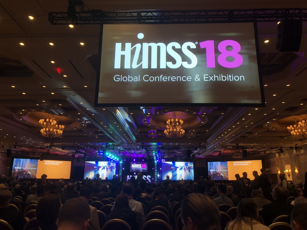 himss 18 conference many people and many chairs in ballroom