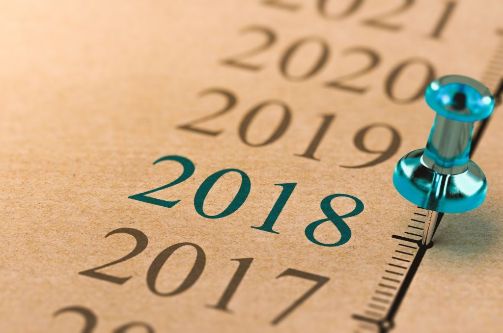 a timeline with a thumbtack stuck in the year 2018