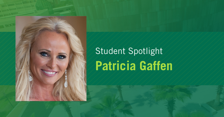 student spotlight graphic with patricia gaffen