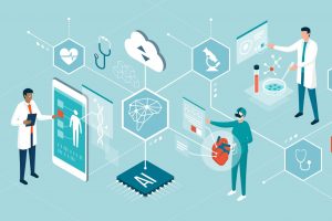 Artificial intelligence concept cartoon graphic